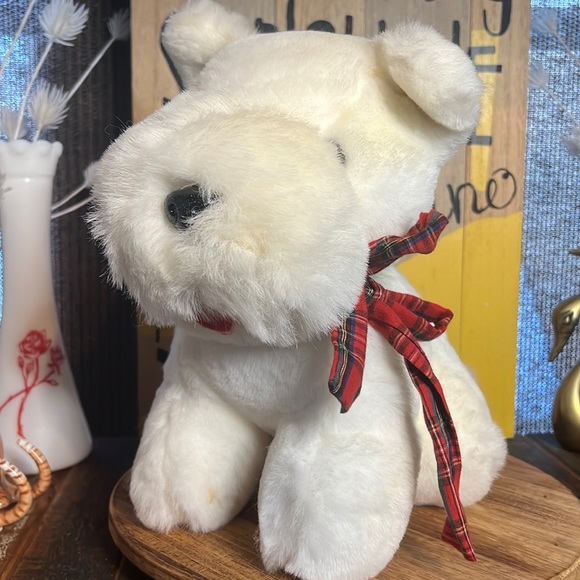 Love Land 💕 Vintage 1980’s Soft Fluffy plush Terrier Scottish Scottie Dog - Picture 1 of 11